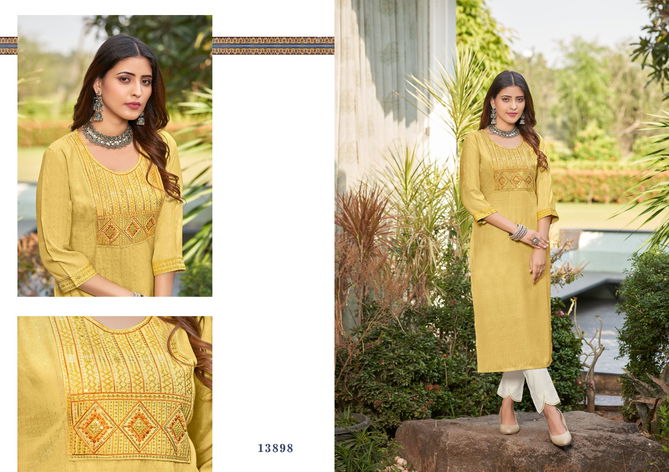 Mannat By Kajree Sequence Work Rayon Long Kurtis Wholesale Market In Surat